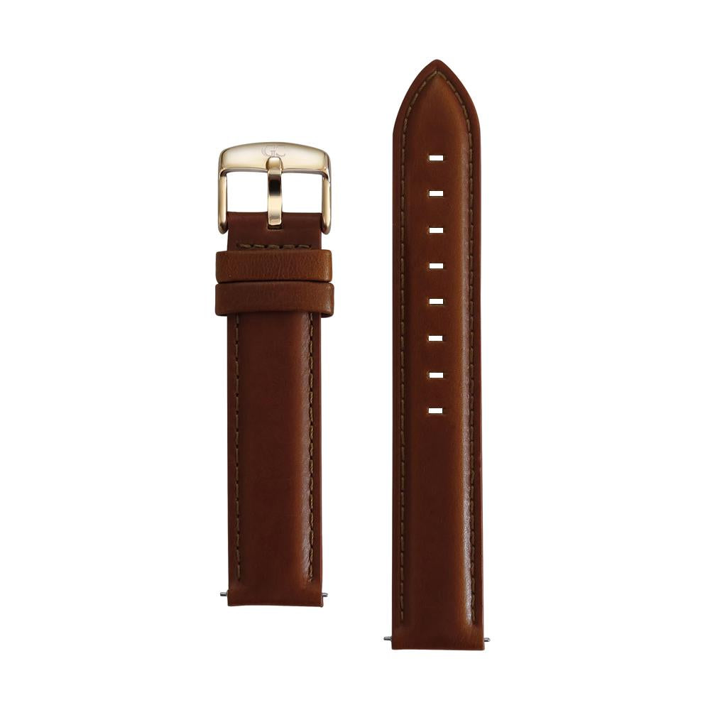 18mm light brown leather rose gold Buckle Watch Band Strap Women's