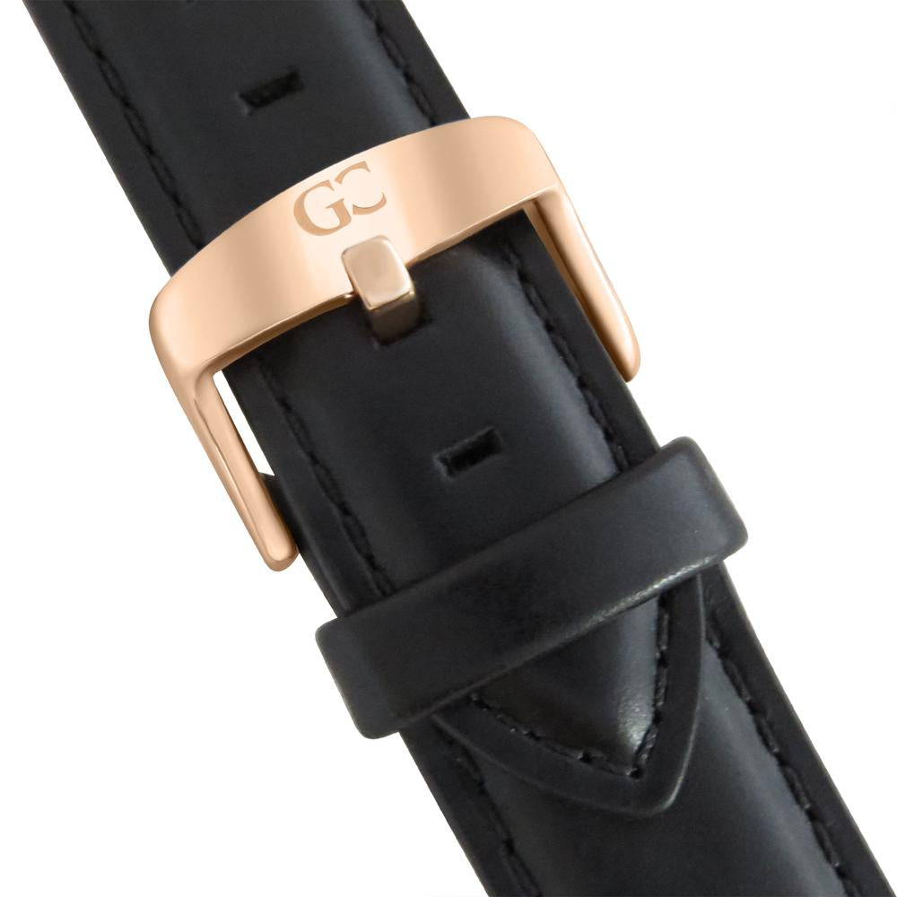 36mm Hester TL13645 Peach Rose Gold Black Leather Strap Women's Watch