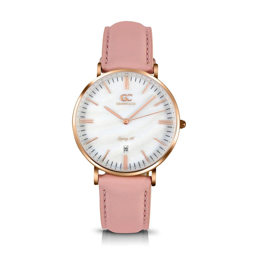 36mm Mulberry TL13634 White Pearl Rose Gold Brown Leather Women's Watch