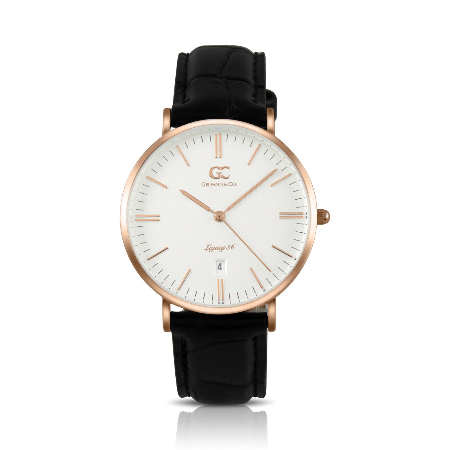 36mm Murray TL13604 White Rose Gold Black Crocodile Leather Women's Watch
