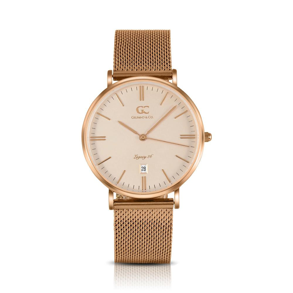36mm Waverly TL13656 Peach Rose Gold Mesh Band Strap Women's Watch