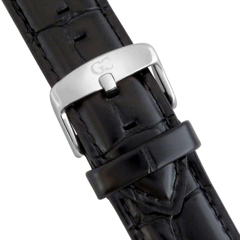 40mm Lexington TL14003 White Silver Black Crocodile Leather Men's Watch