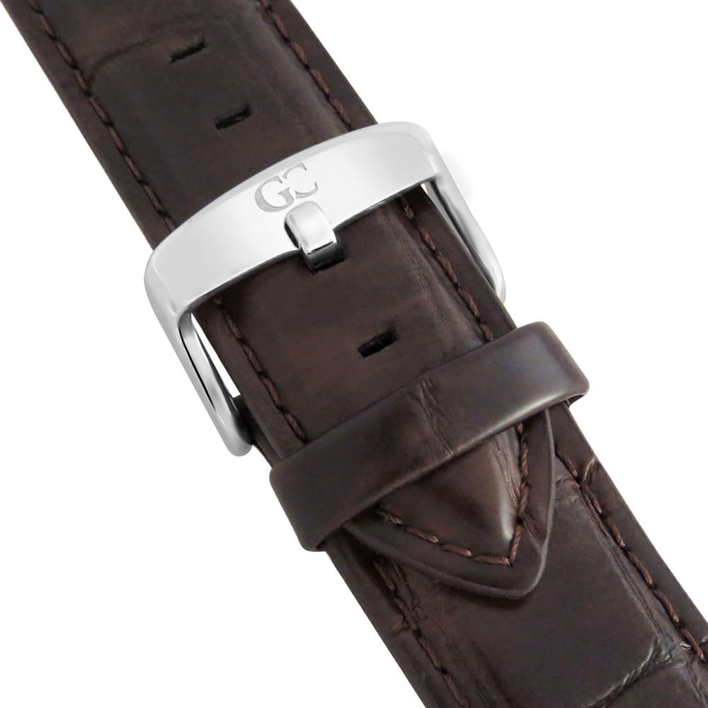 40mm Essex TL14011 White Silver Brown Crocodile Leather Men's Watch