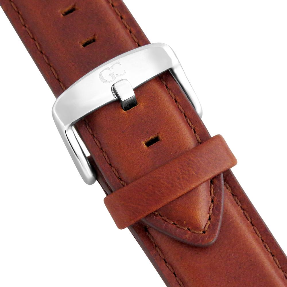 40mm Leroy RN14007 White Silver Medium Brown Leather Men's Watch
