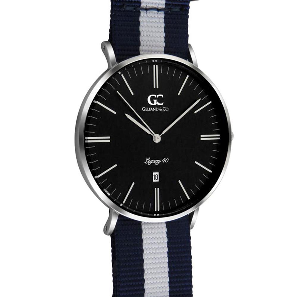 40mm Liberty TL14027 Black White Navy Blue Silver Nato Nylon Band Strap Men's Watch