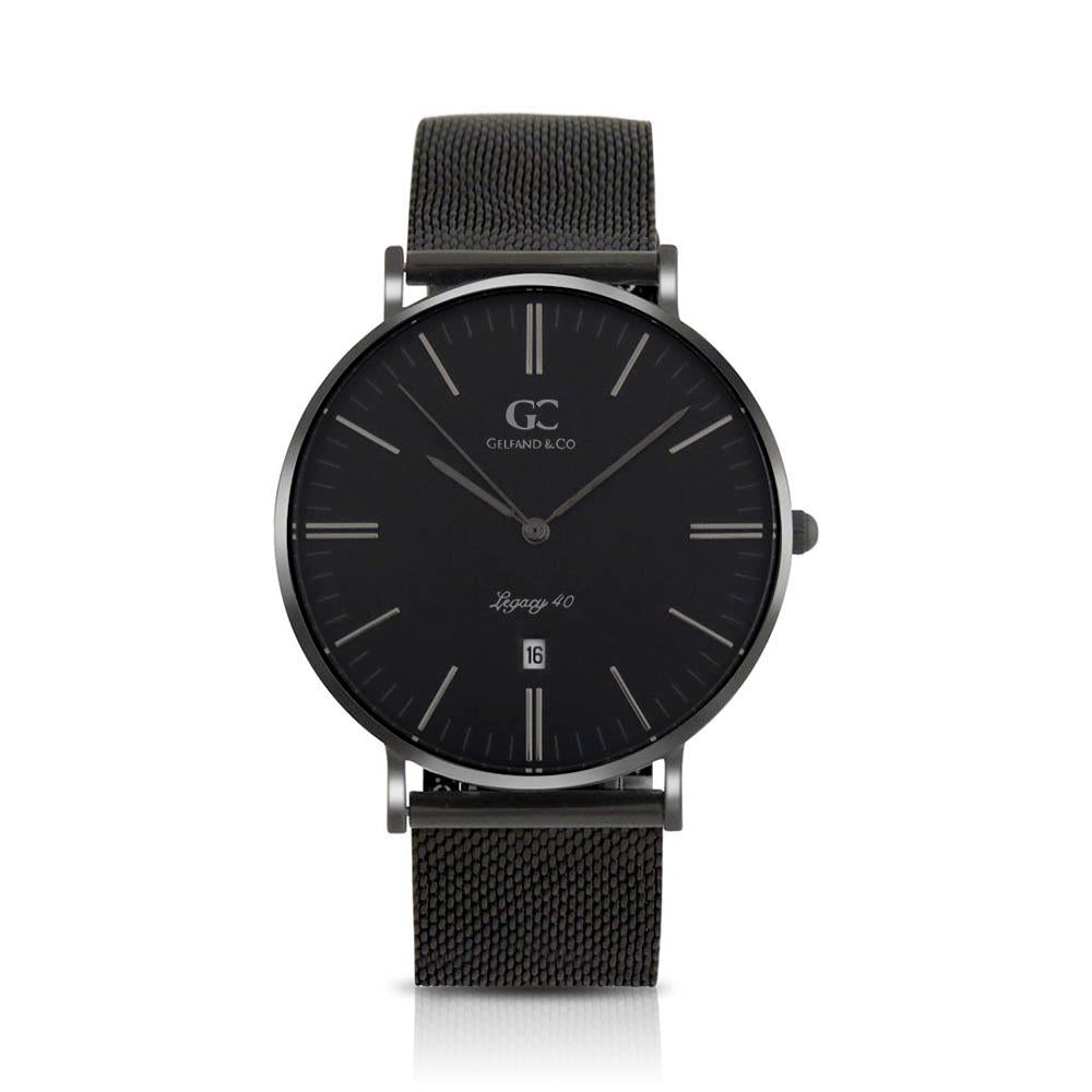 40mm Monroe TL14034 Black Black Black Mesh Strap Men's Watch