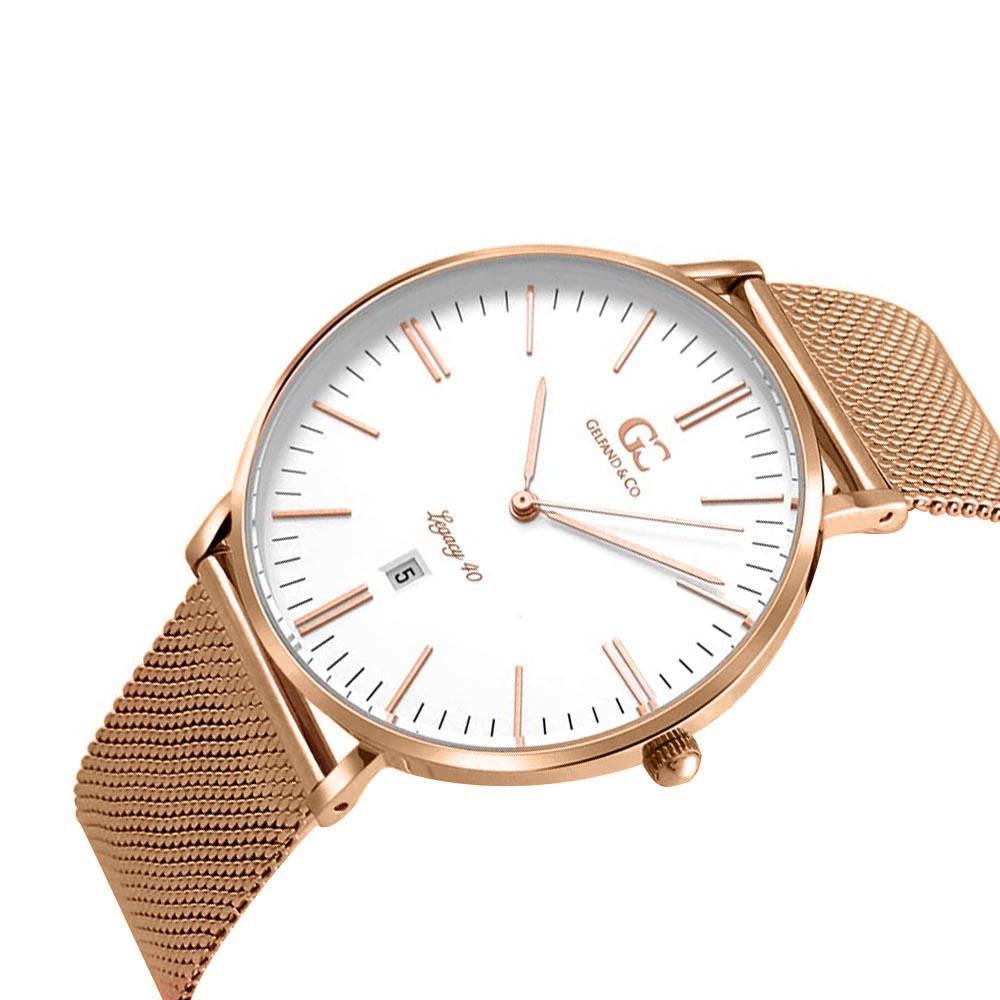 40mm Rivington TL14014 White Rose Gold Mesh Band Men's Watch