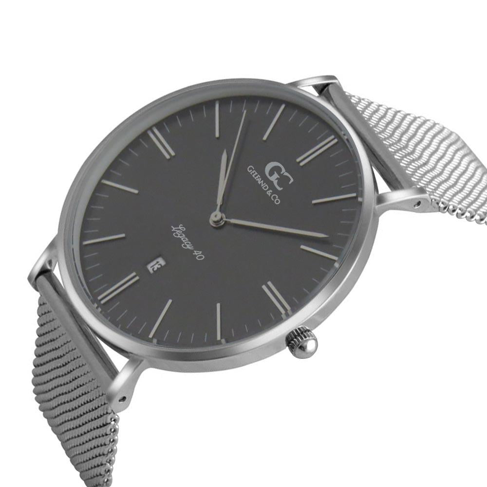 40mm Steinway TL14040 Grey Metallic Silver Mesh Strap Men's Watch