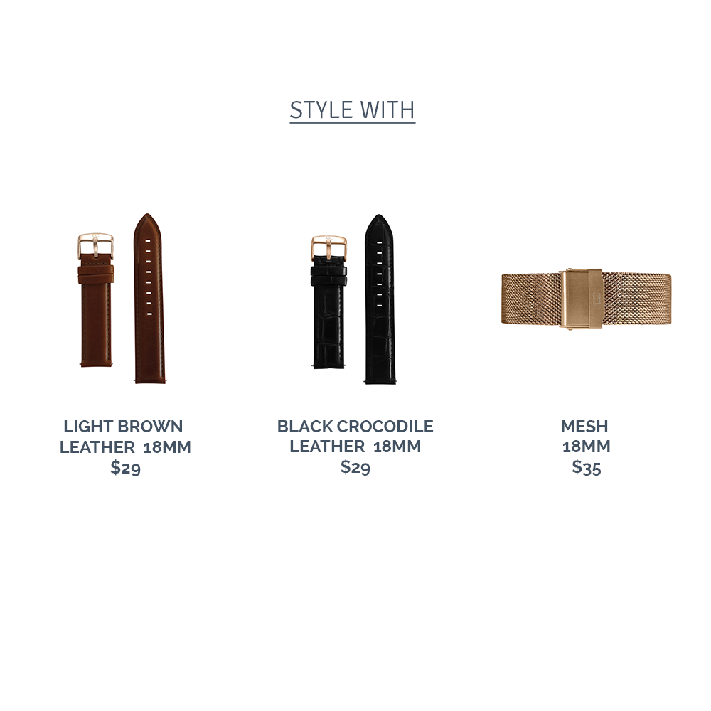 Rose Gold 18mm Leather Band