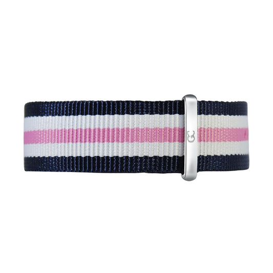 18mm navy blue white pink nylon nato strap silver Buckle Watch Band Strap Women's