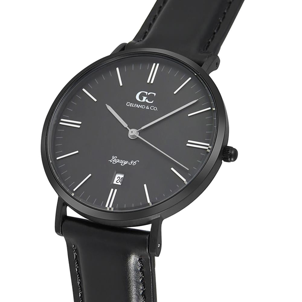 36mm Empire TL13675 Black Black Black Leather Strap Band Women's Watch