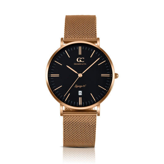 36mm Macdougal TL13666 Black Rose Gold Mesh Band Strap Women's Watch