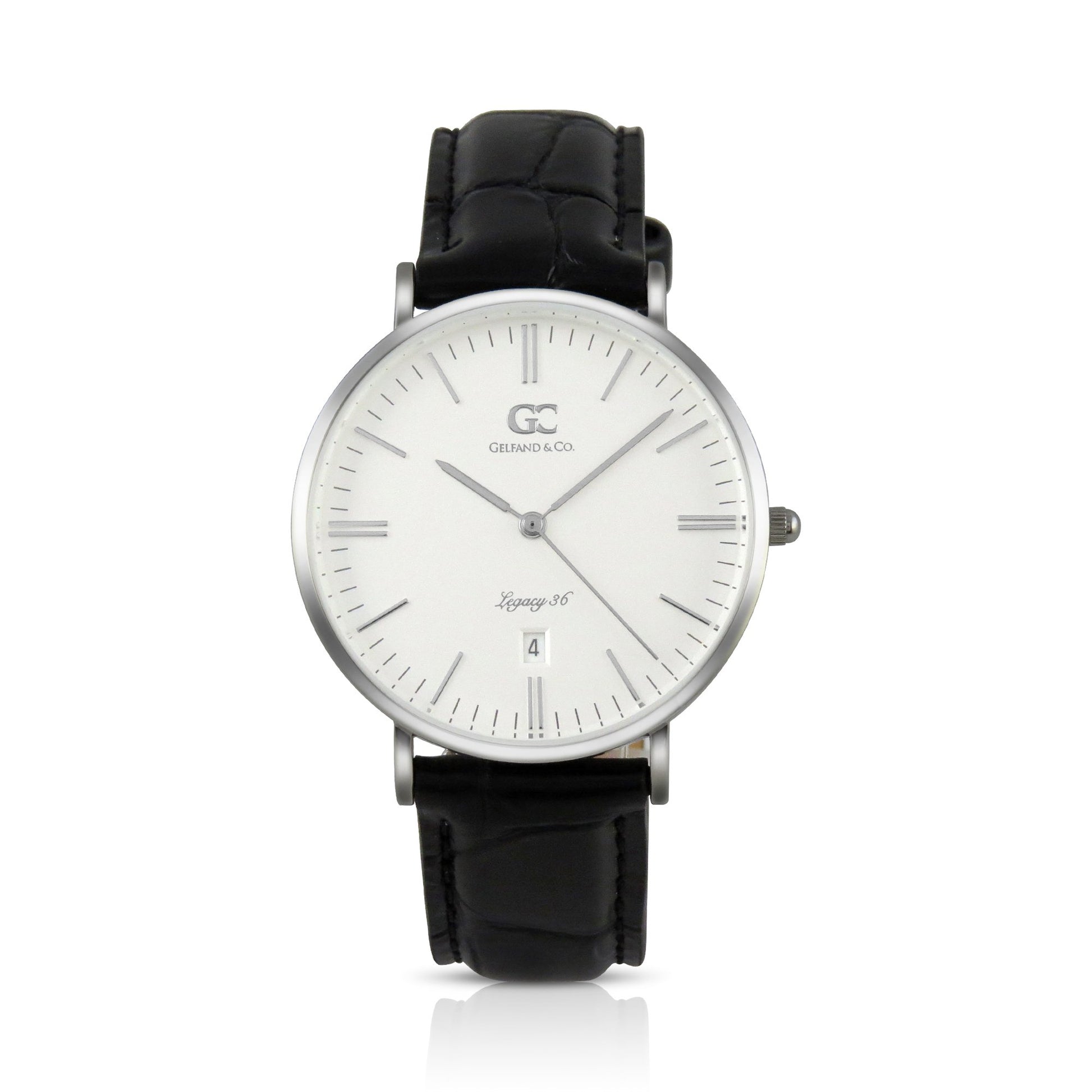 36mm Murray TL13603 White Silver Black Crocodile Leather Women's Watch