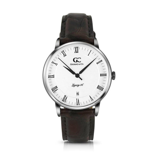 36mm Washington RN13611 White Silver Brown Crocodile Leather Women's Watch