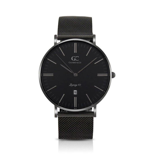 40mm Monroe TL14034 Black Black Black Mesh Strap Men's Watch