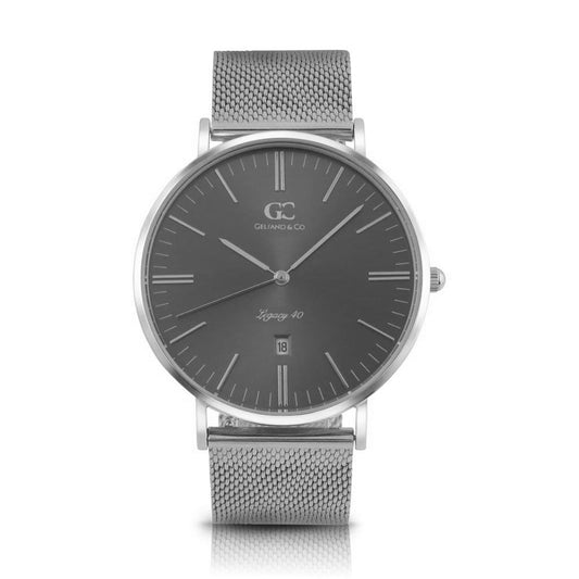 40mm Steinway TL14040 Grey Metallic Silver Mesh Strap Men's Watch