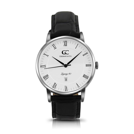 40mm Vandam RN14003 White Silver Black Crocodile Leather Men's Watch